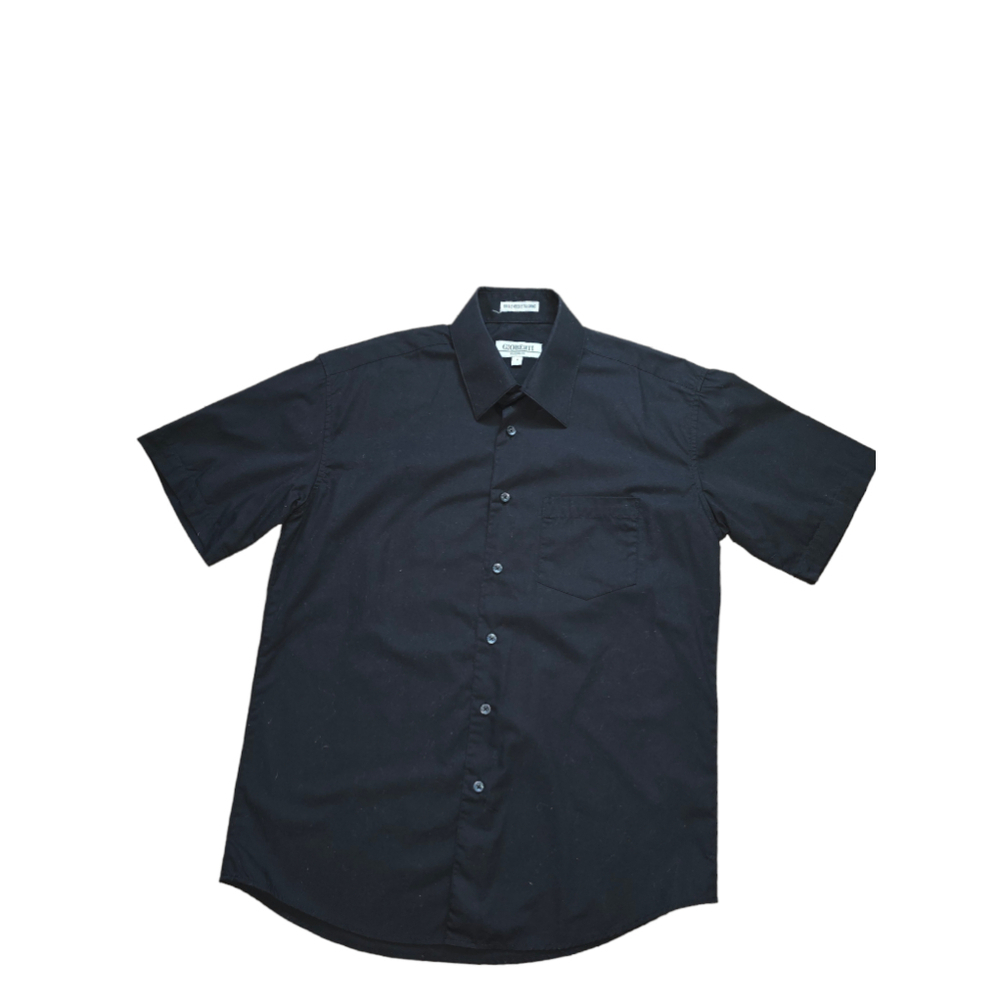 Geoberti Classic Fit Black Short Sleeve Button Down Shirt Size SMALL